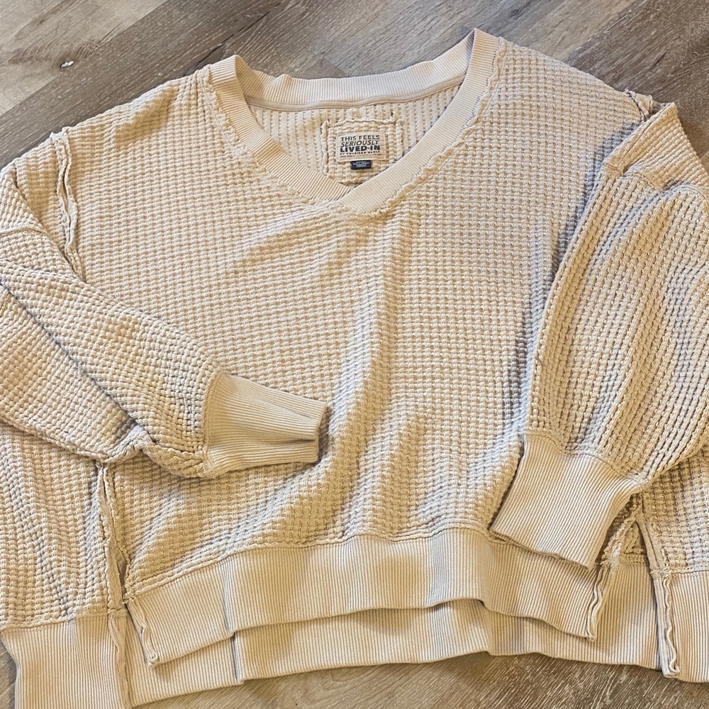 American Eagle Outfitters Tan V-Neck Sweater
